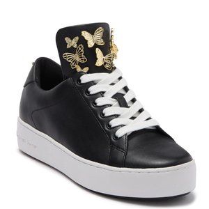 NEW Michael Kors black Leather Applique Sneakers
